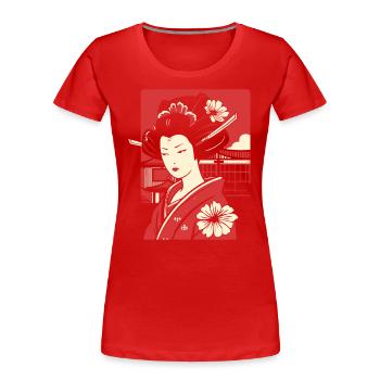 Anime Manga Japan: Geisha Tradition - Women's Premium Organic T-Shirt - red - Front - Mia (176cm)