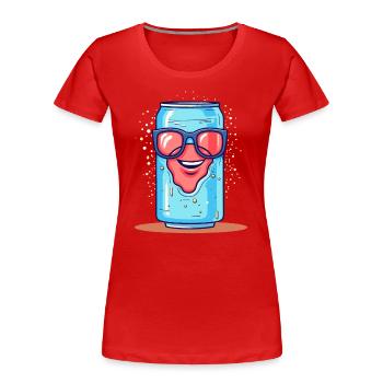 Canette de soda fraîche scintillante avec des lunettes de soleil - T-shirt bio Premium Femme - rouge - Devant - Mia (176cm)