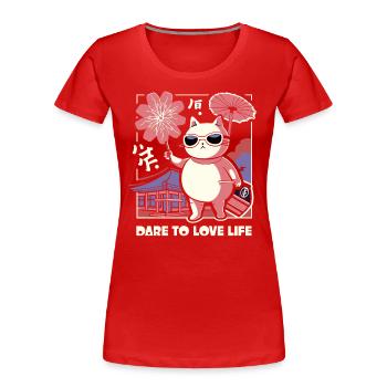 Aimez la vie comme un chat japonais - T-shirt bio Premium Femme - rouge - Devant - Mia (176cm)