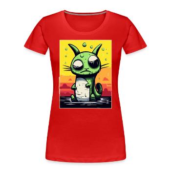 Dizzy and confused pet cat - Women's Premium Organic T-Shirt - red - Front - Mia (176cm)