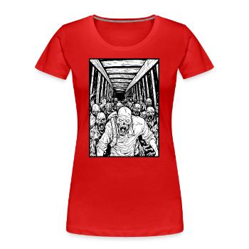 The Tunnel of the Horror Zombie Horde - Women's Premium Organic T-Shirt - red - Front - Mia (176cm)