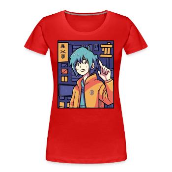 Garçon d’anime - T-shirt bio Premium Femme - rouge - Devant - Mia (176cm)