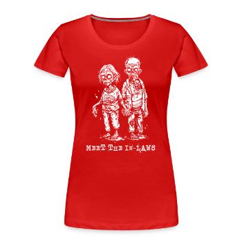 Wenn Zombies Eltern die Schwiegereltern treffen - Frauen Premium Bio T-Shirt - Rot - Vorne - Mia (176cm)