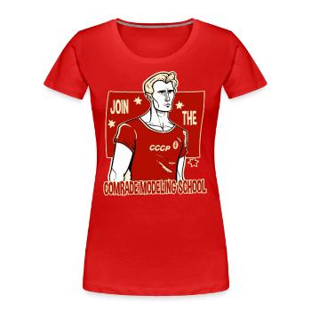 Tritt der kommunistischen Genosse-Model Schule bei - Frauen Premium Bio T-Shirt - Rot - Vorne - Mia (176cm)