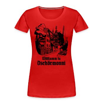 Das Dorf: Willkommen in Deutschland - Frauen Premium Bio T-Shirt - Rot - Vorne - Mia (176cm)