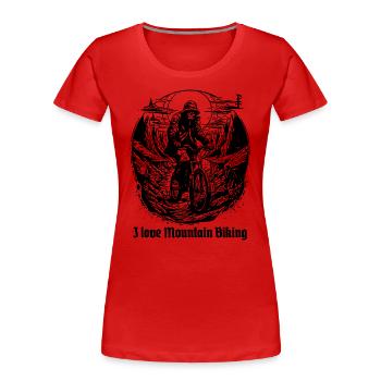 Kreatur der Nacht, ich liebe Mountainbiken - Frauen Premium Bio T-Shirt - Rot - Vorne - Mia (176cm)