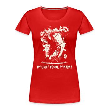 Mein letzter Elfmeter: Zombie-Fußball - Frauen Premium Bio T-Shirt - Rot - Vorne - Mia (176cm)