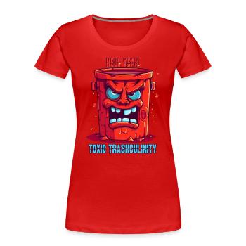 Toxic Garbage Masculinity: Male-Evil Cartoon - Women's Premium Organic T-Shirt - red - Front - Mia (176cm)