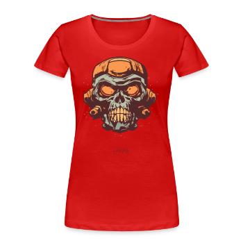 Retro Vintage Comic Cartoon Totenkopf - Frauen Premium Bio T-Shirt - Rot - Vorne - Mia (176cm)