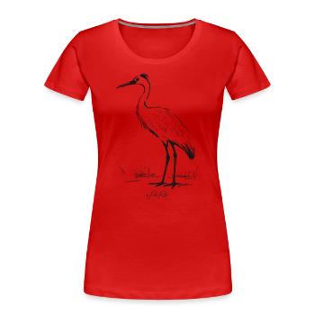Large stilt bird like a crane - Women's Premium Organic T-Shirt - red - Front - Mia (176cm)