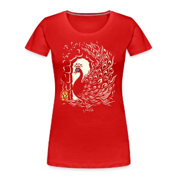 Le paon du donjon - T-shirt bio Premium Femme - rouge - Devant - Mia (176cm)