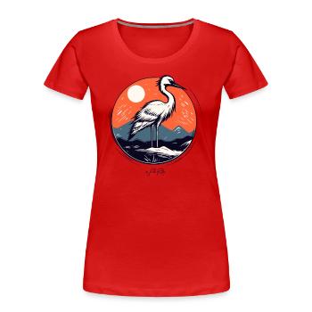 The Crane Bird - Women's Premium Organic T-Shirt - red - Front - Mia (176cm)