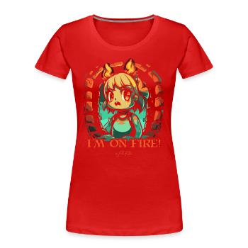 Je suis en feu ! Fille d’anime dans un donjon - T-shirt bio Premium Femme - rouge - Devant - Mia (176cm)
