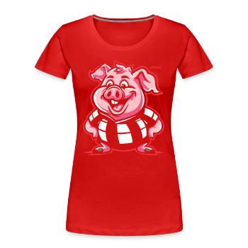 Eine Überraschung, molliges rundes Schwein - Frauen Premium Bio T-Shirt - Rot - Vorne - Mia (176cm)