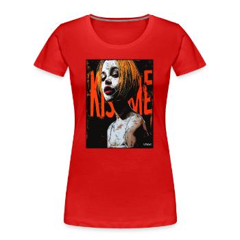 Emo Punk Cyber Mädchen, Küss mich - Frauen Premium Bio T-Shirt - Rot - Vorne - Mia (176cm)