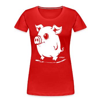 Niedliches Cartoon Schwein - Frauen Premium Bio T-Shirt - Rot - Vorne - Mia (176cm)