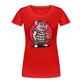 Cochon de basket-ball de rue - T-shirt bio Premium Femme - rouge - Devant - Mia (176cm)
