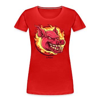 Cochon boule de feu très intense - T-shirt bio Premium Femme - rouge - Devant - Mia (176cm)