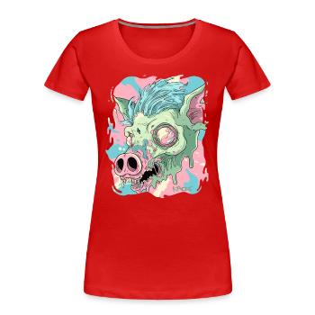 Cochon d’acide psychédélique - T-shirt bio Premium Femme - rouge - Devant - Mia (176cm)