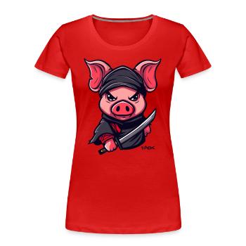 Ninja Pig - Women's Premium Organic T-Shirt - red - Front - Mia (176cm)