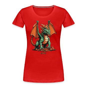 Spielzeug Drache - Frauen Premium Bio T-Shirt - Rot - Vorne - Mia (176cm)