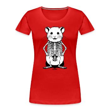 Niedliches Skelett-Hamster - Frauen Premium Bio T-Shirt - Rot - Vorne - Mia (176cm)