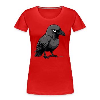 Un méchant corbeau de dessin animé - T-shirt bio Premium Femme - rouge - Devant - Mia (176cm)