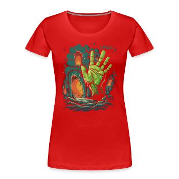 Die Verlies Zombie Hand - Frauen Premium Bio T-Shirt - Rot - Vorne - Mia (176cm)