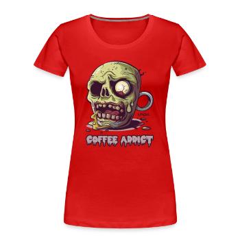 Tasse Zombie Coffee Addicted - T-shirt bio Premium Femme - rouge - Devant - Mia (176cm)