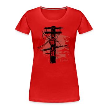 Japanischer Strommast - Frauen Premium Bio T-Shirt - Rot - Vorne - Mia (176cm)
