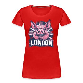 British Flag London Pig - Women's Premium Organic T-Shirt - red - Front - Mia (176cm)