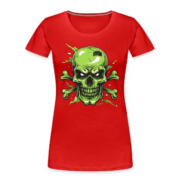 Crâne et os verts, crâne et os croisés - T-shirt bio Premium Femme - rouge - Devant - Mia (176cm)