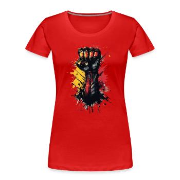 Deutschland erhebt die Faust für Toleranz - Frauen Premium Bio T-Shirt - Rot - Vorne - Mia (176cm)