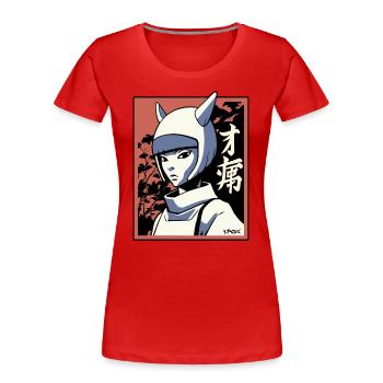 Japan Manga: Edo Katzen Mädchen Samurai Ninja - Frauen Premium Bio T-Shirt - Rot - Vorne - Mia (176cm)