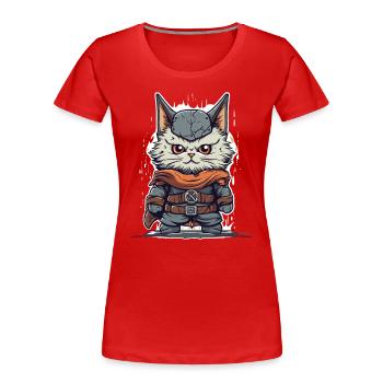Ein niedliches Wikinger Kätzchen - Frauen Premium Bio T-Shirt - Rot - Vorne - Mia (176cm)
