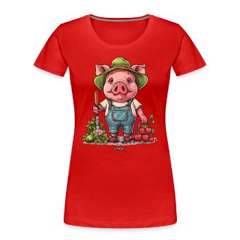 Gartenarbeit Garten Schwein Gärtner - Frauen Premium Bio T-Shirt - Rot - Vorne - Mia (176cm)
