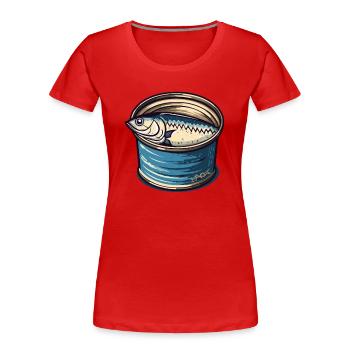 Ein Fisch in der Dose - Frauen Premium Bio T-Shirt - Rot - Vorne - Mia (176cm)