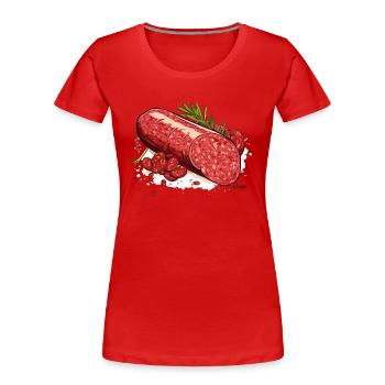 Liebe zu Salami - Frauen Premium Bio T-Shirt - Rot - Vorne - Mia (176cm)