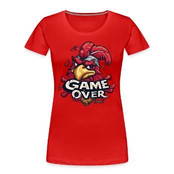 Game Over Gaming Gamer Chickens Rooster Chicken - Women's Premium Organic T-Shirt - red - Front - Mia (176cm)