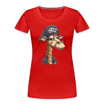 Great Fun: Smiling Pirate Giraffe - Women's Premium Organic T-Shirt - red - Front - Mia (176cm)