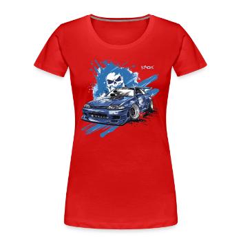 Voiture de course de rue JDM bleu Impact - T-shirt bio Premium Femme - rouge - Devant - Mia (176cm)