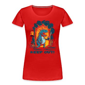 Drôle de dragon de donjon : Pas d’entrée - T-shirt bio Premium Femme - rouge - Devant - Mia (176cm)
