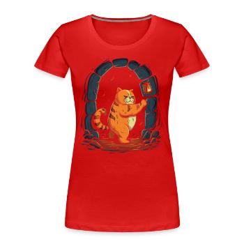 Der rundliche, dicke rote Verlies Kater, die Katze - Frauen Premium Bio T-Shirt - Rot - Vorne - Mia (176cm)