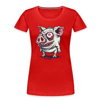 Niedliches seltsames Zombie-Schwein - Frauen Premium Bio T-Shirt - Rot - Vorne - Mia (176cm)
