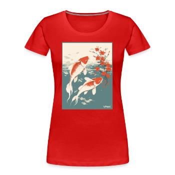 Parodie japanisches Werbeplakat Koi-Fisch - Frauen Premium Bio T-Shirt - Rot - Vorne - Mia (176cm)