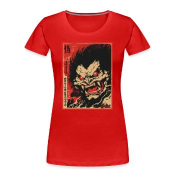 Parodie japanischer Yokai-Fantasy-Film - Frauen Premium Bio T-Shirt - Rot - Vorne - Mia (176cm)