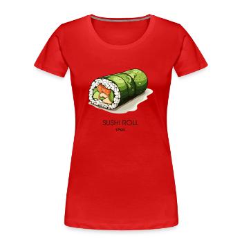 Rouleau de sushi aux algues vertes - T-shirt bio Premium Femme - rouge - Devant - Mia (176cm)
