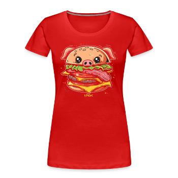 Sau Burger Schwein - Frauen Premium Bio T-Shirt - Rot - Vorne - Mia (176cm)