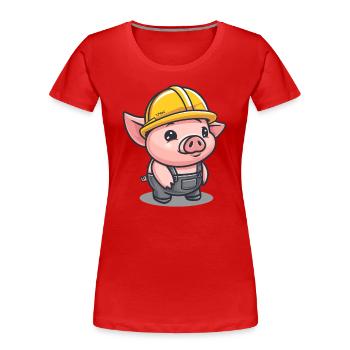 Travailler comme artisan ouvrier du bâtiment cochon - T-shirt bio Premium Femme - rouge - Devant - Mia (176cm)