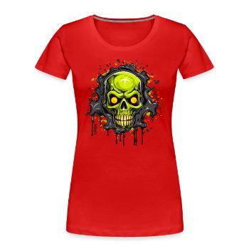 Encres vertes riantes dégoulinant de crâne - T-shirt bio Premium Femme - rouge - Devant - Mia (176cm)